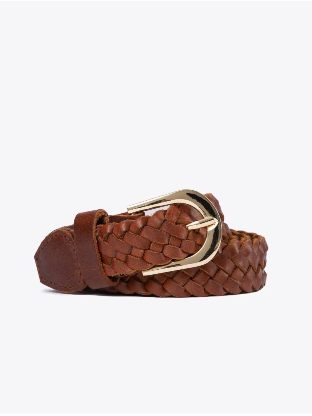 Nisolo Talia braided leather belt brandy size L